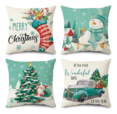 Juego De 4 Fundas De Almohada Decorativas De Navidad De 18 X