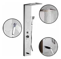Comprar Solana Regadera Columna de Baño De Acero Inoxidable Niquel Modelo Roma \u002F Regadera De Lujo Color Con Regadera de Mano y Salida De Agua Superior Modo Lluvia con Rociador Hidromasaje Lateral