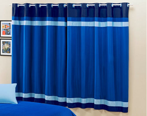 Cortina Stylo Azul Para Quarto Ou Sala : 2,00 X 1,80