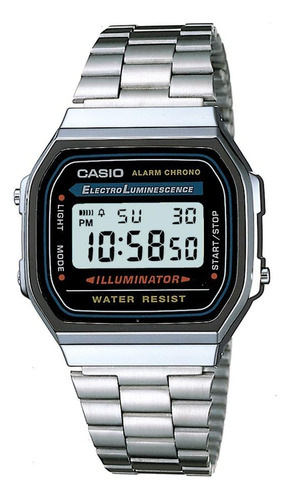 Reloj Casio Collection A168wa, Unisex, Para Adultos, Platead