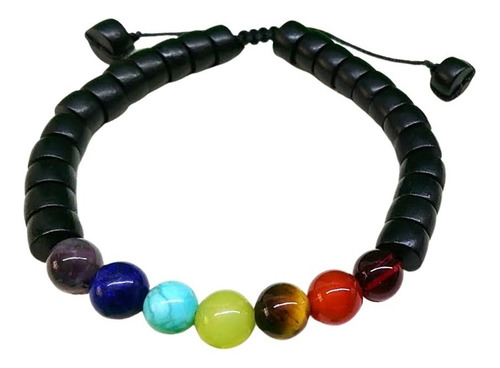 Pulsera Madera Y Chakras. Yoliztli Artesanal