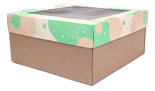 Caja Para Desayuno Impresa 25x25x12 Con Visor X 10 Uni.