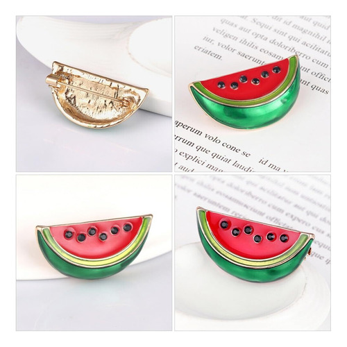 4 Uds. Pin Esmaltado De Sandía Broche Rojo Con Forma