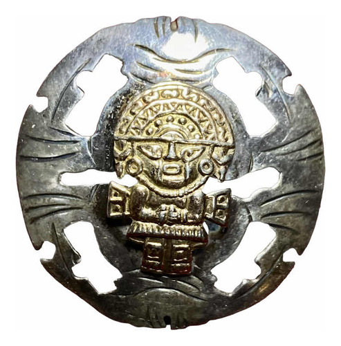 Prendedor Antiguo Plata 0.925 Peru Tumi Oro 18k Dije