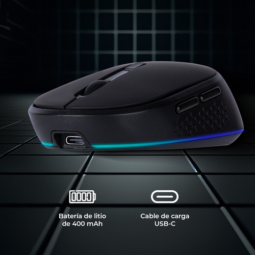 Thunder Mouse Techozne Bluetooth Luz Rgb Recargable Negro