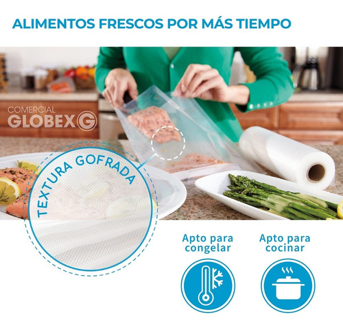 Imagen 6 de 9 de 1 Rollo Bolsa Sellado Al Vacio 20cm X 10mt 80 Micras