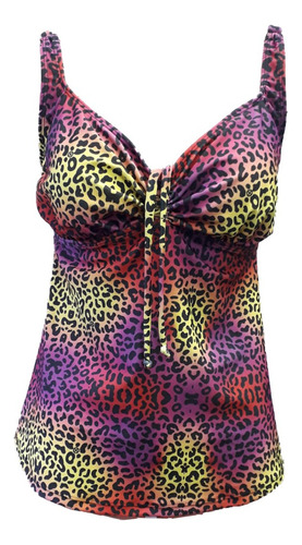 Tankini Estampada Frunce Regulabl Talle Grande (solo Remera)