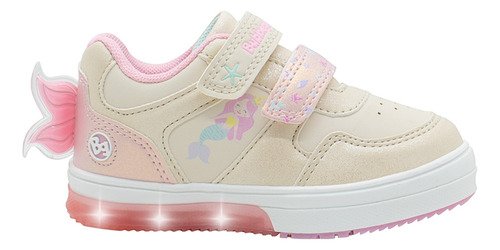 Tenis Sirena Para Niña Bubble Gummers® Con Luces Led Beige Rosa