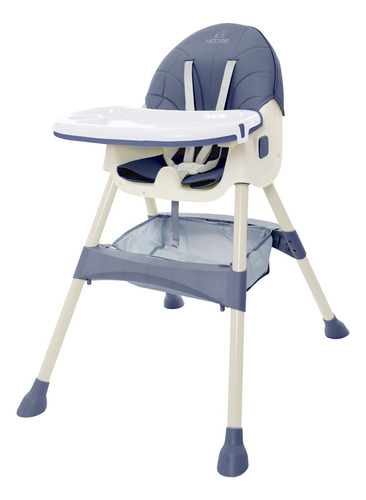 Silla Alta Periquera Bebe KIDDOS Mecedora Con Llantas 5 En 1 Ajustable Plegable Asiento Piel Bandeja Extraíble Segura Color Azul