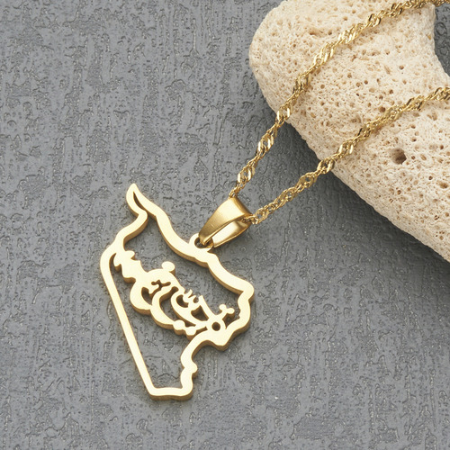Collar Con Colgante Con Mapa De Siria, Rueda Con Mapa De Sir
