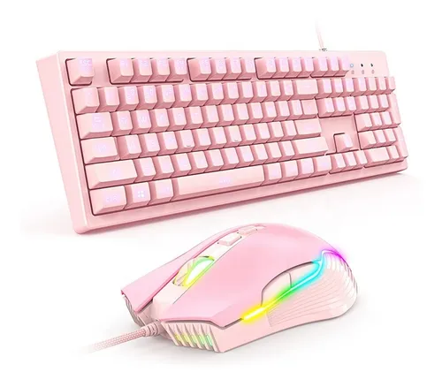 lana muelle esta noche Combo Teclado Gamer + Mouse 7 Botones Onikuma Gamer Rgb Rosa