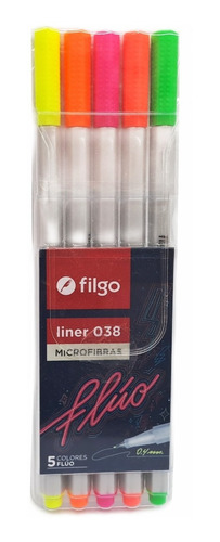 Imagen 1 de 6 de Microfibra Filgo Liner 038 Fluo  Blister 5 Colores Flúo