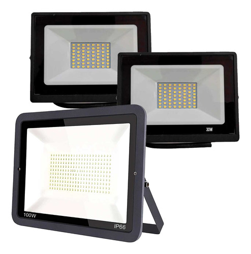 Reflector Led 100w + Pack X 2 Reflectores Led 30w Exteriores