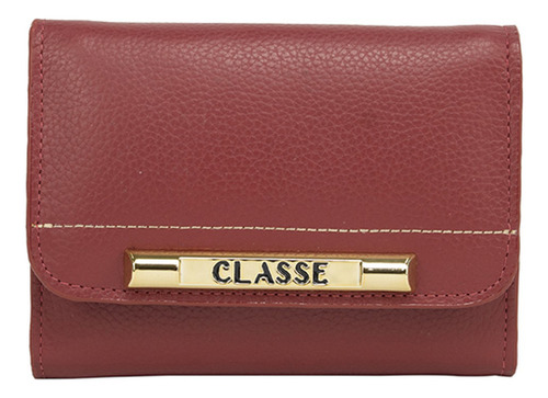 Carteira Feminina Classe Couro Compacta F256 Com Espelho Cor Vermelho