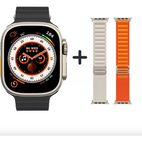 Relógio Smartwatch Hello 3+ Plus Amoled 4gb + 2 Pulseiras Cor da caixa Prateado Cor da pulseira Preto Cor do bisel Prata