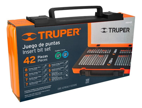 Juego Set Puntas 42 Pza Enc 1/2 Truper +adaptadores +estuche