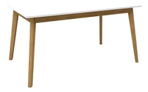 Comprar Mesa De Cocina Comedor 1,50m Nordica Madera Maciza Laqueda Tapa Blanco Patas Roble