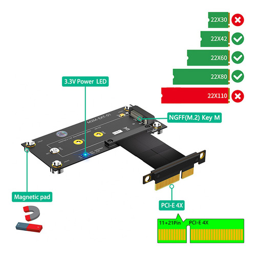 Cable De Extensión Crystally-m.2 Nvme Key M A Pci Express X4
