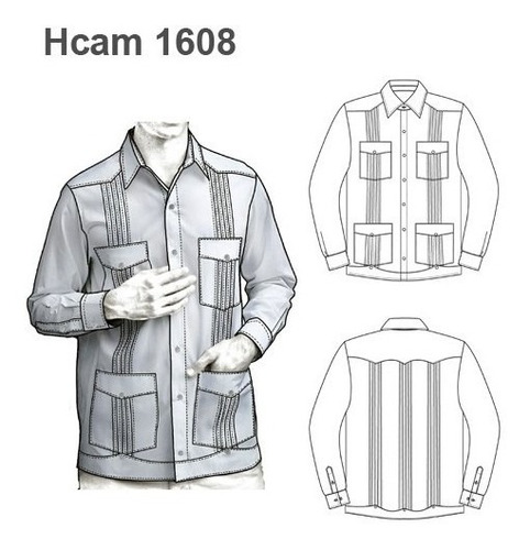 ( Moldes De Ropa)  Camisa Guayabera Hombre 1608