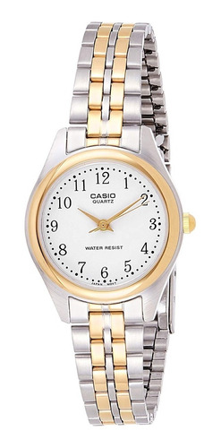 Reloj Pulsera Casio Dama Plateado Con Dorado Febo