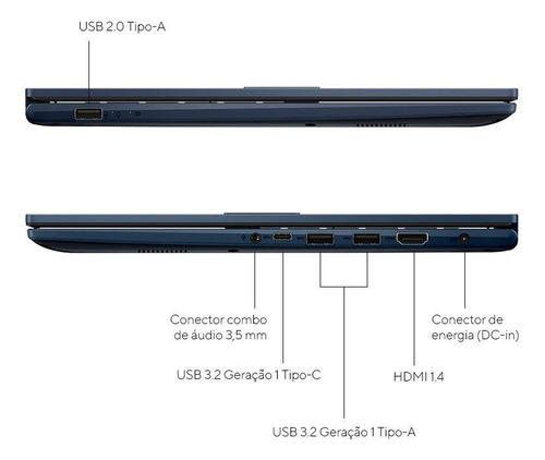 Notebook ASUS Vivobook 15 X1504VA Intel Core i5 1334U 8Gb Ram 512Gb SSD Windows 11 Home Intel Iris Xe Tela 15,6" LED FHD Blue - NJ1743W