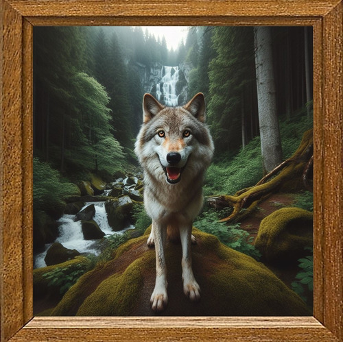 Cuadro De Arte Lobo 50x50cm Pieza Única