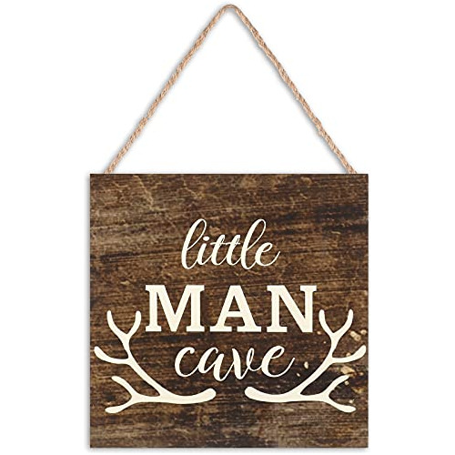 Jetec Pequeño Hombre Cave Madera Letrero Decoración Z111t