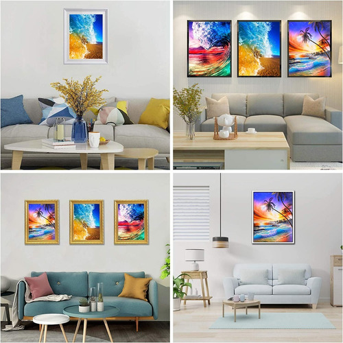 Imagen 3 de 7 de Kits De Pintura De Diamante 5d Diseño Paisaje X 3 Unidades
