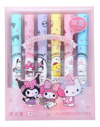 Plumones Destacadores Sanrio Friends My Melody Kitty Kuromi