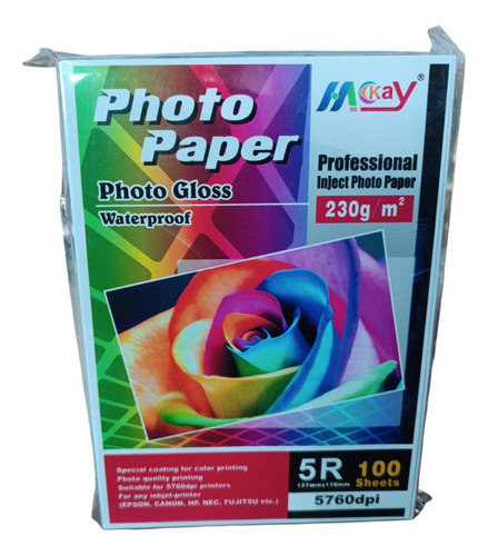 Papel Fotografico 13x18 5r 230g 100 Hojas