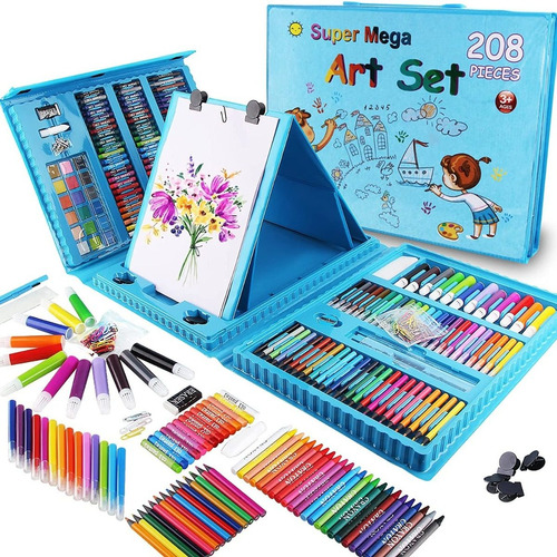 Set Dibujo Y Pinturas 208 Piezas Lapices Para Niños Portatil