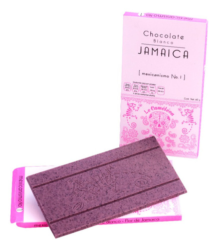 Tableta De Chocolate Blanco Con Flor De Jamaica