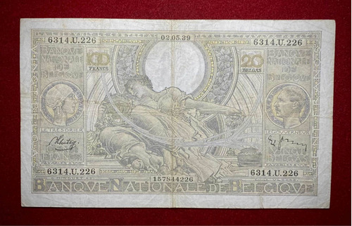 Billete 100 Francos Bélgica 1939 Pick 107