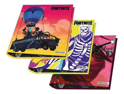 Imagen 2 de 4 de Carpeta Escolar Nro 3 Juego Fortnite 3 Anillos 1209 Mooving