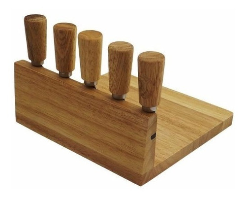 Imagem 2 de 4 de Conjunto Para Cortar Queijo 5 Peças + Tabua Goumet Welf