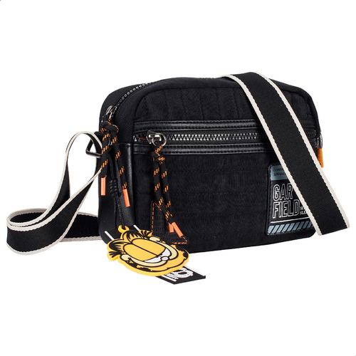 Bolsa Feminina Transversal Garfield Urban Original Cor Preto Desenho do tecido Liso