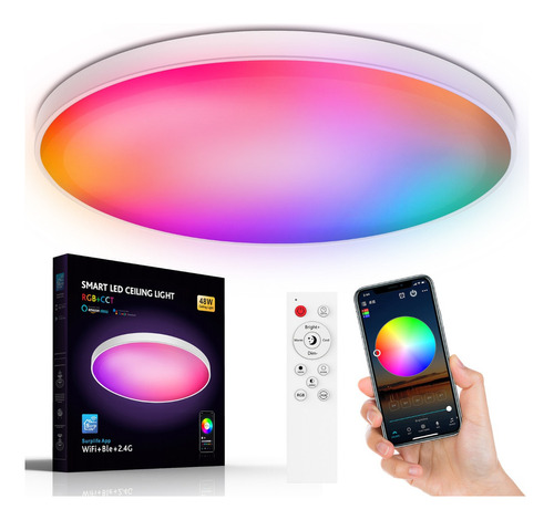 Lámpara De Techo Wifi Inteligente App 48w Plafón Led Rgb Luz
