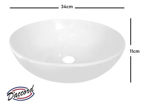 Bacha Lavatorio De Apoyo Redonda Blanca Agus Daccord 34x11cm