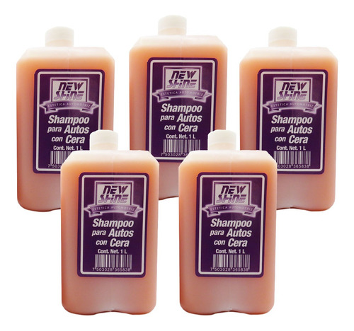 5 Shampoo Para Auto Con Cera Excelente Brillo 1 Litro