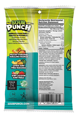 Gomitas Agridulces Sabores Tropicales Sour Punch 100 G