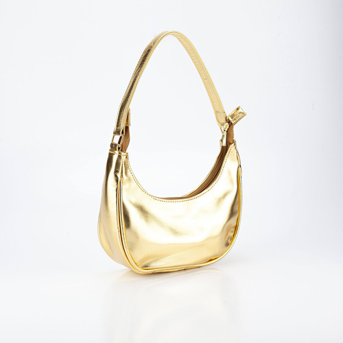 Bolsa Feminina De Ombro Estilosa Clutch Baguete Alça Pequena Cor Dourado Desenho do tecido Liso