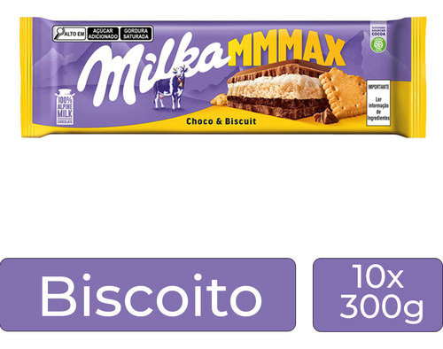 Chocolate Milka Choco E Biscuit Grande Kit 10 Barras De 300g