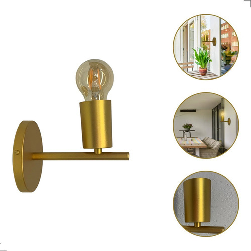 Arandela Parede Moderna Dourado Cabeceira Quarto Retrô E27