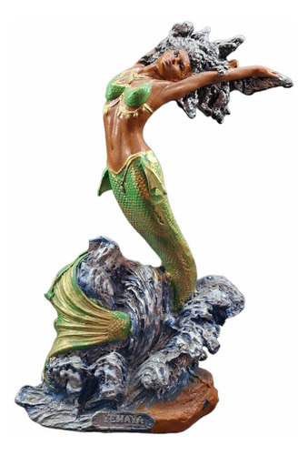 Hermosa Figura Santeria Yemaya Orisha Sirena 24 Cm