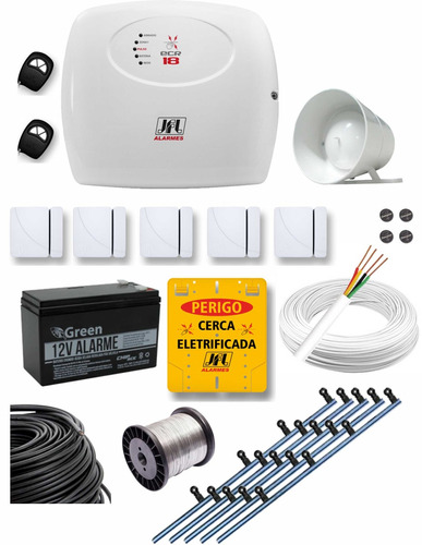 Kit Alarme Segurança 24h Cerca 190 Mts Residencial Completo