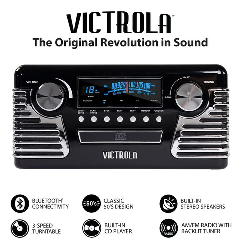 Bluetooth Record Player Victrola 50's Retro Blue