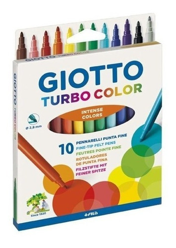 Caja 10 Marcadores De Colores Giotto Turbo Color