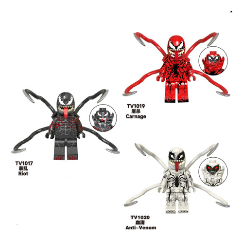 Set 3 Minifiguras Lego Venom, Carnage Y Antivenom Nuevos