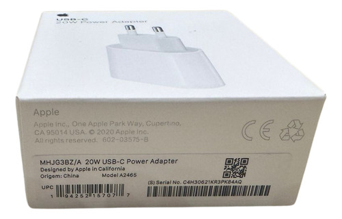 Carregador Apple Fonte 20w Turbo Original P/ iPhone 15 E 16