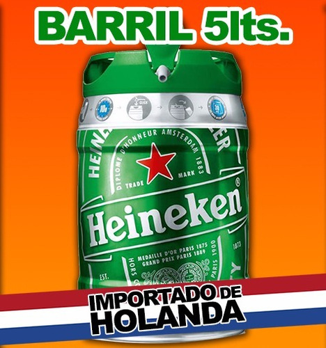 Barril Tipo Chopera Heineken 5 Litros Importado De Holanda